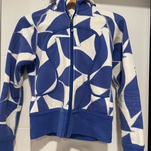 Lululemon, size 6, Scuba Full-Zip blue and white hoody.